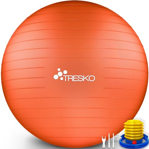 TRESKO Palla Fitness, Palla Pilates Anti-Scoppio 55cm/65cm/75cm/85cm Palla da Ginnastica con Pompa Rapida per Fitness Yoga e Pilates