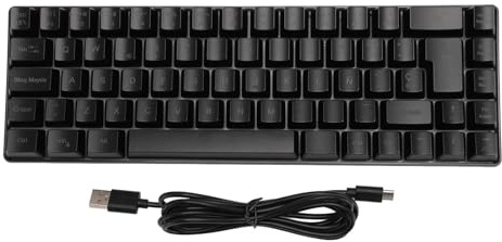 Bewinner Mechanische Gaming-Tastatur mit 68 Tasten, RGB-Hintergrundbeleuchtung, Kabelgebundene Büro-Gaming-Tastatur mit Abnehmbaren Tastenkappen, USB 2.0, 2000 XP 7 8 10 Vista 32