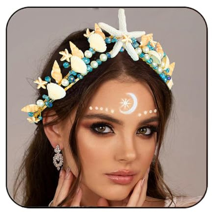 Fashband Diadèmes et couronnes de mariage bohème en forme d'étoile de mer et de coquillages dorés pour femme
