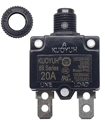 JBGBAL Bouton de disjoncteur Interrupteur de Protection Thermique 12 ampères