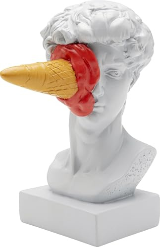 Kare Design Deko Figur Ice Cream David, Weiß, Deko Objekt, Wohnaccessoires, Mann mit EIS im Gesicht, Handbemalt, 17x9x13 cm (H/B/T)