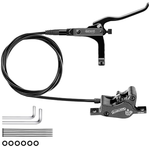 DYISLAND SD-230X MTB Hydraulic Disc Brake Set 2-Pistons/4-Pistons,Aluminum Front and Rear Two-Finger Brake levers,Brake Kit for Mountain Bike (Black/2-Pistons/Rear/Single Set)