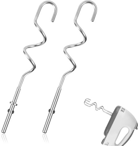 2 Stück Knethaken für KitchenAid KHM512 Handmixer, Edelstahl Geeignet für Teigknetmaschinen und Brotbacken Kompatibel mit KitchenAid KHM 5KSM, KSM, KSMO und KSMH