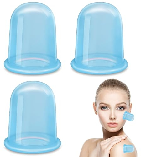 Schröpfgläser Silikon 3 Stück,Silikon Schröpfköpfe Set,Saugglocke Anti Cellulite Massagegerät,Vakuumsauger zur Behandlung von Cellulite(Blau)