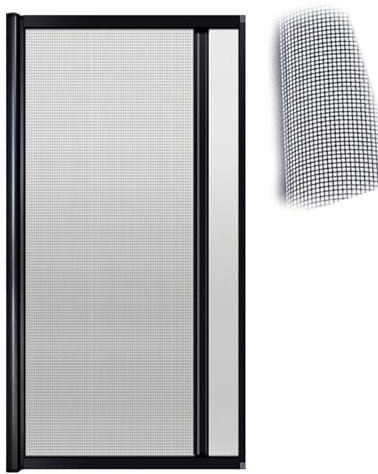 Jievmrs Falttür Belüftete Netzschiebetür für Innen/Außen, Sommer-Behelfstür Mit Haustiernetz Und Aluminiumrahmen, Teleskop-Fliegengittertür Ohne Bohren(51x80in(130x203cm))
