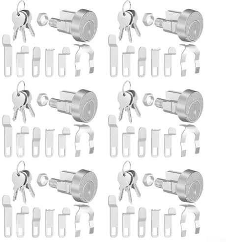 ZiStarlilife Kit di ricambio per cassetta postale con 3 chiavi, 5 linguette di bloccaggio, 1 dado per serratura a chiave L-1172C, per armadietti, scatole per giornali (set da 6)