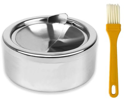 1 Stück Aschenbecher Mit Deckel und 1 Pcs Aschenbecher Bürste, Aschenbecher Outdoor, Windaschenbecher für Draußen Geeignet für Haus, Garten Terrasse Büro und Andere Gelegenheiten im Freien