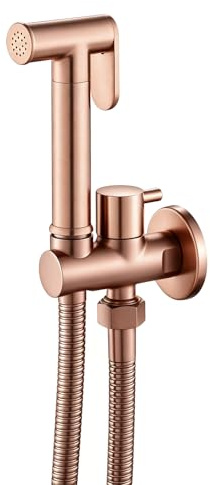 Pulverizador de Bidé de Mano para Inodoro de Pared Agua Fría Rociador de Bidé de Mano Latón Tocador de mano Bidet Kit de Pulverizador Bidet Agua Fría con Manguera de Ducha de 1,2 m (Rose gold) | Ducha de Mano Bidé de Alta Presión Kit de Pulverizador Bidé de Mano para la Higiene Personal(Oro rosa)