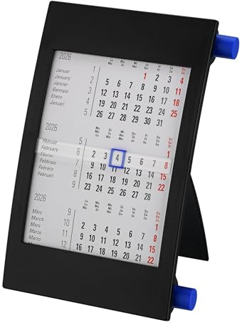 Bordskalender + 2026/2027 + månadskalender 3 månader kalender kalendarium stående kalender utställning kalender kontorskalender 2 år 24 månader liggande kontor hög – Made in Germany – variant 3