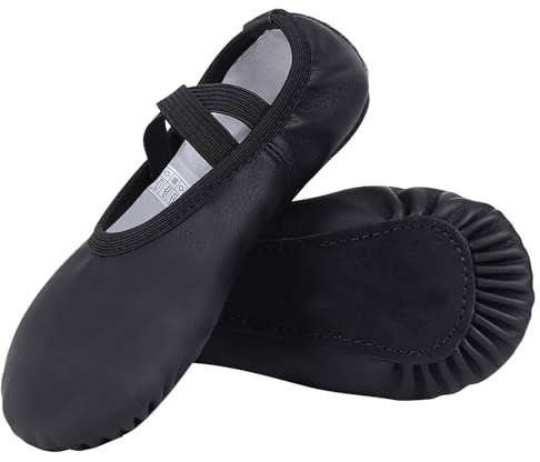 Acfoda Ballet Shoes for Girls Womens Leather Full Sole | Kids Adults,Ballerina Slippers,Dance Shoes,with Elastic Straps,Gymnastics Yoga
