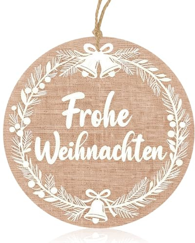 Geschenkanhänger Weihnachten, 50 Stück Weihnachtsanhänger Frohe Weihnachten Anhänger, Vintage Boho Rund Anhänger, mit Schnur Etiketten für Weihnachtsdeko Geschenk verpackung