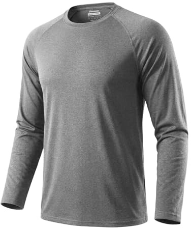 Donason Homme Tshirt de Sport à Manches Longues T-Shirt Respirant Séchage Rapide Vêtements Protection Solaire UV UPF 50+ Tee Shirt Fitness Maillot de Corps pour Sports Jogging Running Gym