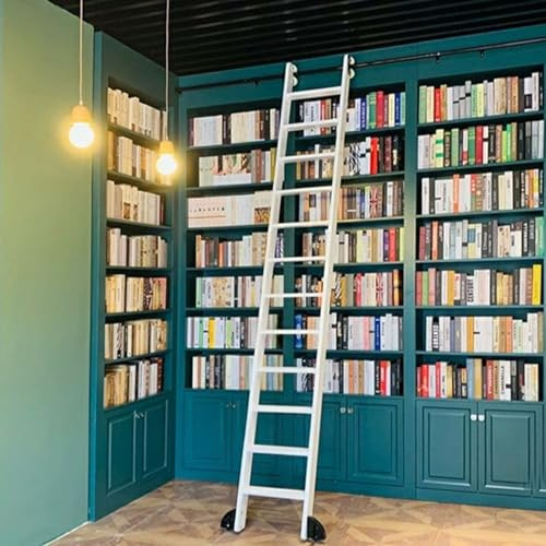 Kit completo de biblioteca deslizante, herrajes tipo polea para escalera rodante (sin escalera), riel deslizante de acero al carbono, ruedas inferiores(Non-telescopic,300cm Kit de pista)