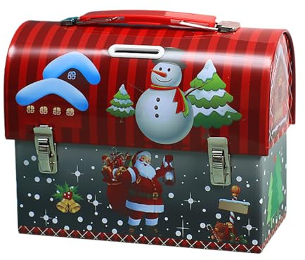 Yjcnelcr Latas de galletas de Navidad con tapa para regalar golosinas navideñas, contenedor de lata para alimentos, suministros de fiesta de Navidad, contenedor para tarjetas de Navidad