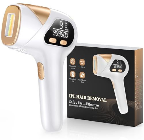 Depiladora Laser IPL con Refrigeración, Innovadora Función 3 en 1, 9 Niveles de Energía, 999,900 Flashes, Depiladora Luz Pulsada Indolora para Todo el Cuerpo
