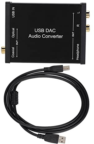 MechKit USB DAC Audio Converter High Fidelity Digital till Analogt ljudkort med koaxial optisk utgång för PC Laptop Mac Plug and Play
