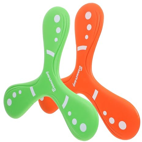 Gogogmee Lot de 2 Boomerangs Triangulaires Doux en Eva Épais 22 Cm pour Garçon et Filles, Jouets de Vol Sportif en Plein Air, Couleurs Orange et Vert, Exercices de Coordination Œil-Main
