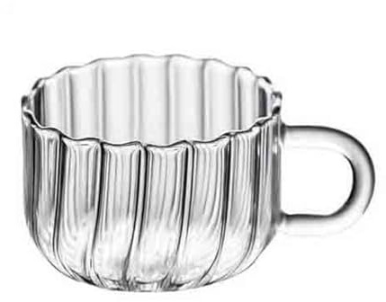 RUNZE765Z Bicchieri da cucina Tazza da caffè in vetro 7 once con manico, tazze in borosilicato trasparente for acqua, colazione, latte, succo per succhi