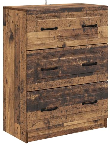 Nusvialune Lådskåp gammalt trä trämaterial 66 x 34,5 x 87 cm med 2 lådor och 3 förvaringsfack, mångsidigt förvaringsutrymme för vardagsrum, kontor, hall, ordning och förvaring