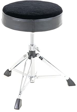 GEWA Schlagzeughocker/Drumhocker runder Sitz, schwarz, höhenverstellbar, doppelstrebig - F805160