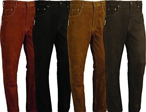 Fuente Lederhose für Herren, Damen, Outdoor, 5 Taschen, Jeans, Leder, Motorrad, Lederhose, Jagd, Schwarz, Braun, Rot
