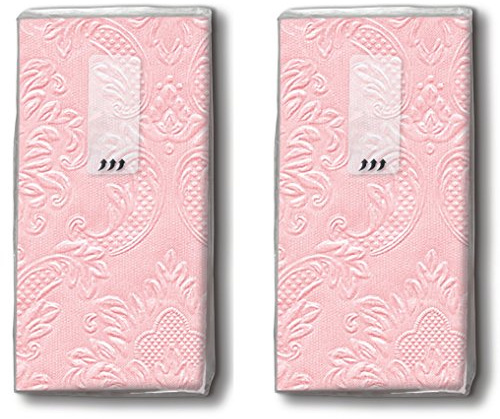 20 Taschentücher (2x 10) Taschentücher Moments Ornament soft pink - Uni rose mit Ornamente geprägt/Freudentränen/Hochzeit
