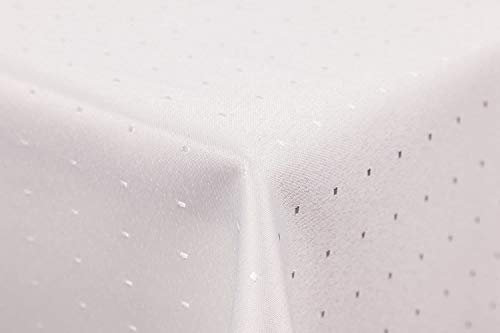 Punkte Damast Tischdecke 160x260 oval von First-Tex *Champagner*