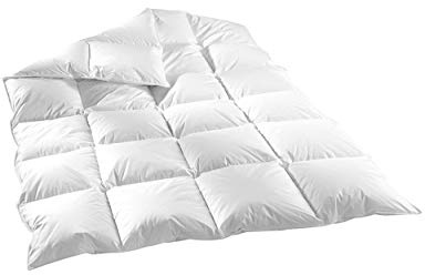 Welt-der-Träume Winter Bettdecke 60% Daunen 155x220 cm 1600g Kassetten Baumwolle Weiß Geometrisch Modern Einfarbig Camping Hoch Warm Kuschelig Anschmiegsam EU Qualitäts- und Naturprodukt