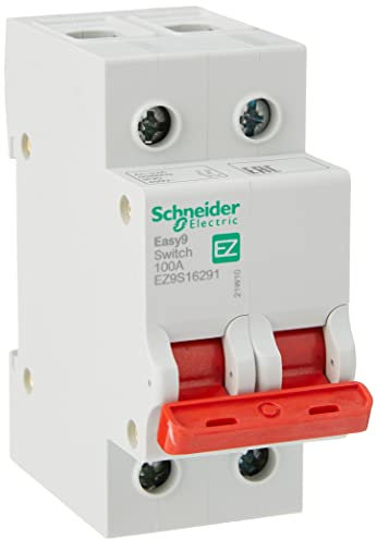 Schneider Electric EZ9S16291 Easy9, Isolator Switch Disconnector for Circuit Breakers, White, 2 Pole, 100 A, 400 V