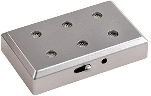 LOOXIS LED Leuchtsockel Für 3D Laser-Foto – 10x6x2 cm, Kunststoff in gebürsteter Edelstahl-Optik, LED-Spots - 6 LED