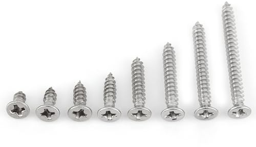 200pcs/set 304 Edelstahl Selbstschneidende Schrauben Kit Metallschrauben Pan/Flat/Truss Kopf (Flat head)