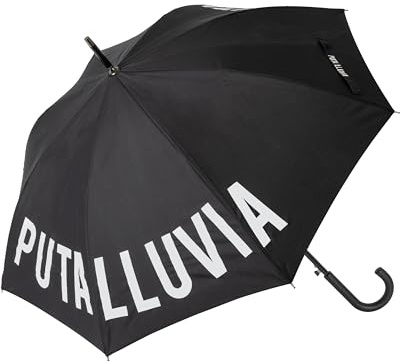 Fisura – Paraguas grande. Paraguas juvenil. Paraguas automático con botón. Paraguas resistente estampado. 106 centímetros de diámetro. (P*ta lluvia, negro)