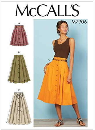 McCall Pattern M7906A5 Women's Pleated Skirt Sewing Patterns, Sizes 6-14 Schnittmuster, Papier