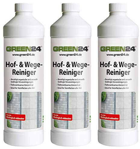 Profi Hof- und Wegereiniger 3 Liter - 600m² - Radikal Reiniger für Steinflächen aller. Art. Ungefährlich für Haustiere. (3 x 1 Liter)