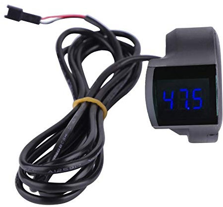 E-Bike Voltmeter with Digital Voltage Display and Wire Cable for Scooter Electric Scooter Black