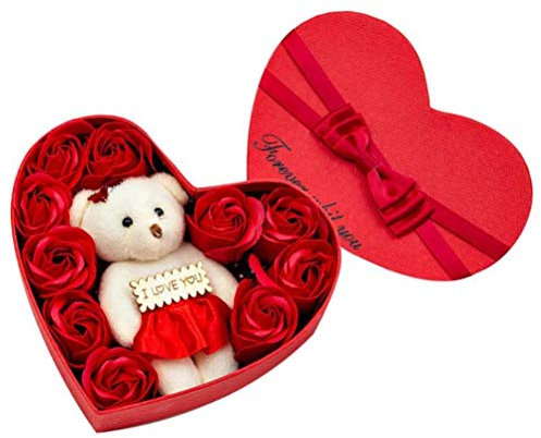 ARTOCT Caja de Regalo de Flor de Rosa de jabón, Caja de Regalo de Flores de jabón en Forma de corazón Realista, Regalo de Festival de Ramos de Rosas para Aniversario, cumpleaños, Boda