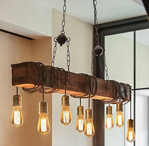 Pendelleuchte Holz Retro Deckenleuchte Vintage Hängelampe