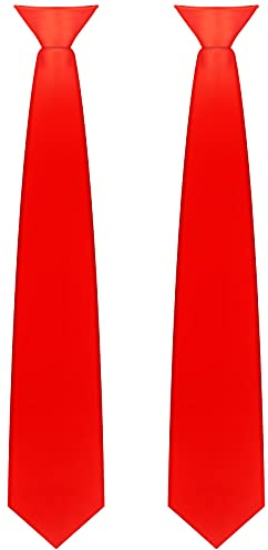 Neer Lot de 2 cravates pré-nouées à clipser pour homme, couleur unie, pour bureau, école, police, sécurité, mariage, remise de diplôme, Rouge, 20 x 2 inches