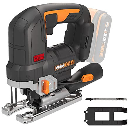 WORX Nitro 18V (20V Max) Cordless Jigsaw, PowerShare, Brushless, 3500spm, Maximum in Wood 120mm, Steel 10mm, WX542.9