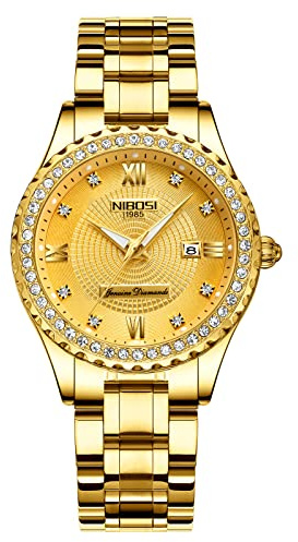 NIBOSI Women's Watches Analog Quartz Ladies Wrist Watches with Date Rose Gold Dial Luxury Waterproof Stainless Steel Watch for Wrists Female Designer Dress Watches for Women