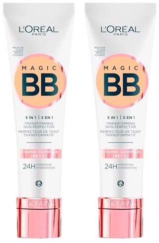 L'Oréal Paris Magic BB Cream 5in1 Moisturizing Antioxidant Uniforming Smoothing Illuminating 24h Fig Extract Protection SPF 20 Light and Creamy Texture Medium Light Color - 2 Cosmetics