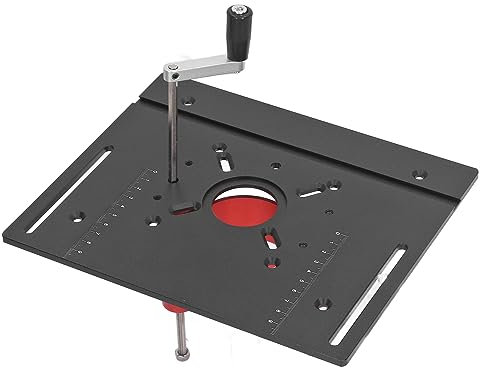 FTVOGUE Router Lift System Kit mit Manuellem Heben, Verstellbarer Router-Tischeinsatz-Grundplatte für 47-mm-Router (Schwarz)