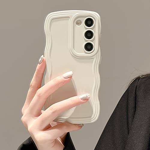 UEEBAI Wave Frame Slim Fit Shockproof Phone Bumper Cover - Soft Pretty Curly Wavy Case Anti-Scratch TPU Case for Samsung Galaxy S20 FE 5G - White