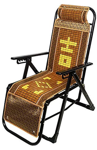 Klappbarer Loungesessel, 6-Fach Verstellbarer Liegestuhl, Sonnenliege für den Außenbereich mit Bambusmatte, robuster Relaxsessel für Balkon, Garten, Terrasse (Farbe: YH-02)