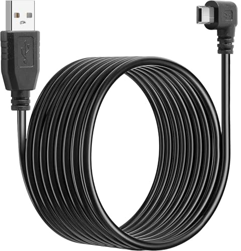 SAISN Mini USB Charging Cable 90 Degree 5M for Dash Cam – USB A 2.0 Male to Left Angle Mini USB Male Cable for Driving Recorder