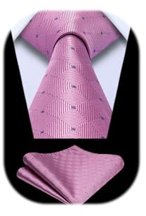 Enlision Krawatten für Herren Hochzeit Plaid Krawatte mit Einstecktuch Formell Business Krawatte & Taschentuch Set