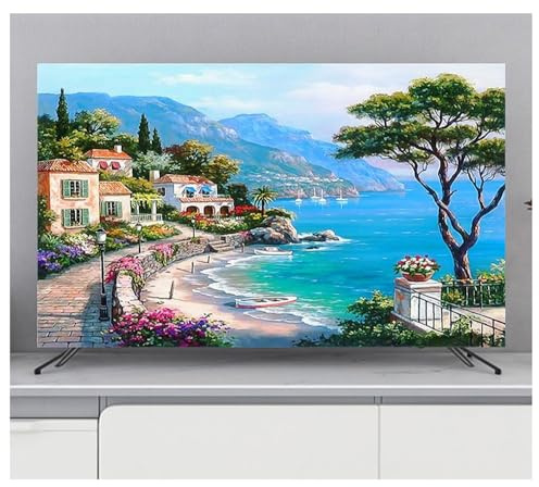 FUELIX Indoor TV Cover, TV/PC Covers Indoor Display Cover, 32-65 TV Dust Cover Soft Fabric Screen Protector, sun/dust protection for Wall Mount/Curved/Desktop Monitor/Desktop TV A,49-52in