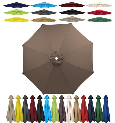 HonunGron Rechange Toile De Parasol De Jardin (2m/2.3m/2.5m/2.7m/3.0m) Dessus De Parapluie De Remplacement pour 6 Ribs/8 Ribs,Toile de Rechange pour Parasol, Anti-UV (8 Ribs-3m,Taupe Foncé)