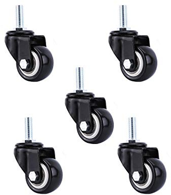 SZITW Rollen für Möbel, 50 mm Lenkrollen mit M10-Gewinde, Möbelrollen, leise Bürostuhl-Lenkrollen für Bürostuhl, Schrank, Blumentopf, Trolley, Tablett, Schwarz (2 Zoll) (ohne Bremse