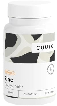 CUURE - Zinc Bisglycinate 15 mg - 100% AJR - 120 Gélules | Zinc bisglycinate 15 mg, 100% pur - Sans OGM, sucre ni gluten - Fabriqué en France - 1 gélule/jour